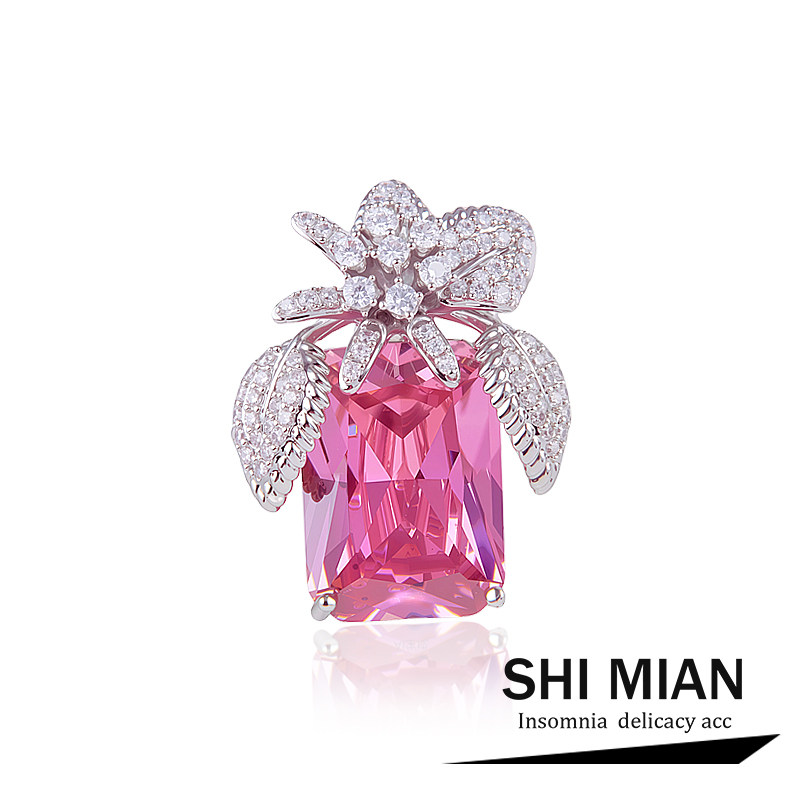 微镶紫粉锆石奥地利水晶许愿瓶胸针女高档奢华气质西装胸花配饰潮