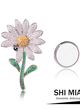 权志龙同款镶锆石雏菊花束花朵磁吸胸针女高级感奢华西装胸花配饰