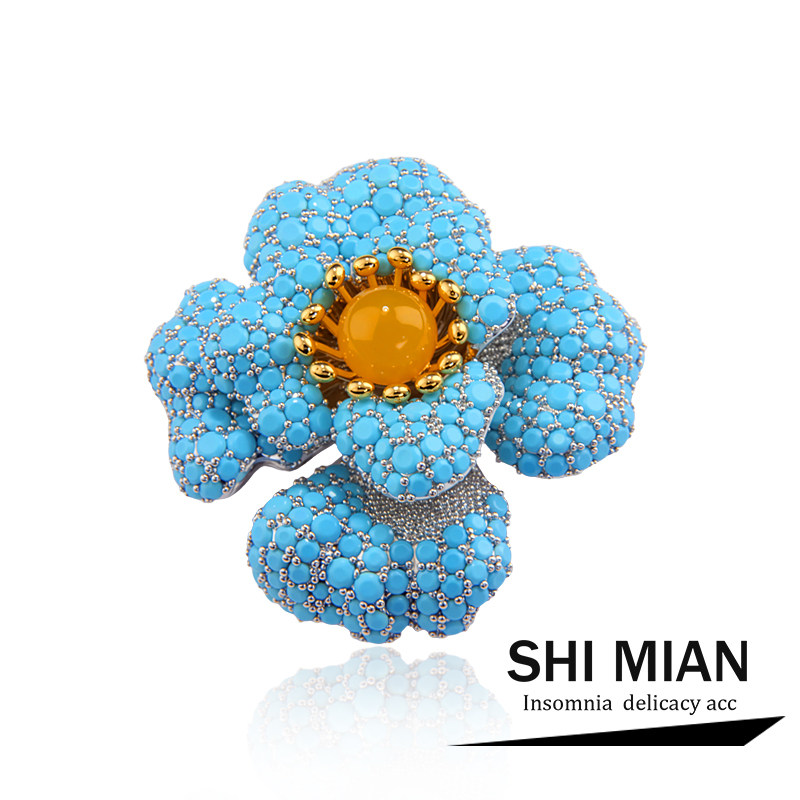 法式轻奢蓝松石玫瑰山茶花胸针女高级感气质奢华晚宴胸花别针配饰,饰品/流行首饰/时尚饰品新,胸针,淘宝优惠券,粉丝福利购,淘宝优惠卷