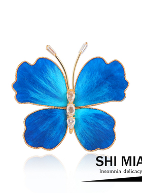 新款非遗掐丝绒花蝴蝶胸针女高档精致小众设计感西装大衣胸花配饰