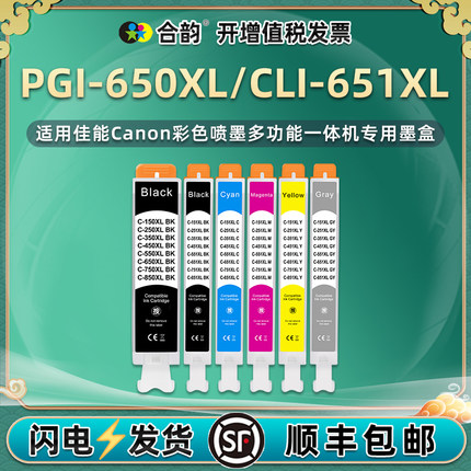 pgi650XL彩印墨水盒651适用佳能牌MG5460彩色5560打印机5660更换6460墨盒6660五色MX926磨合726连供P7260油墨