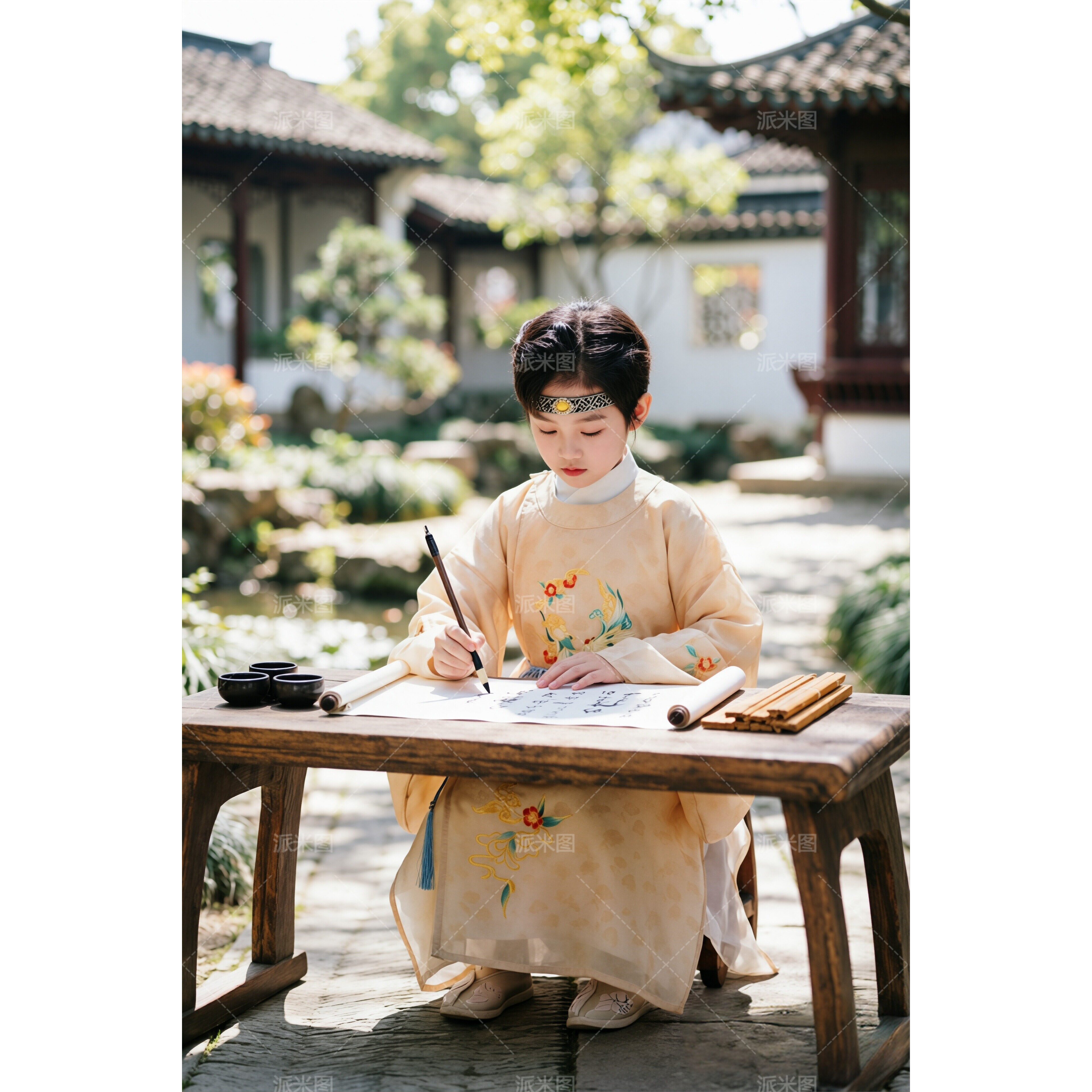 汉服男童2026年新款春夏季中国风宋制圆领袍男宝大袖衫古风演出服