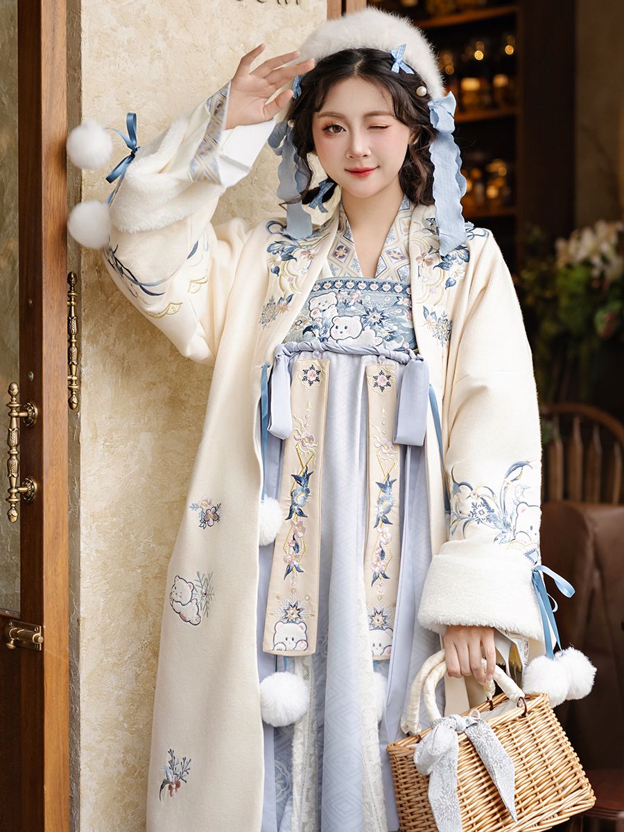 汉元素原创绣花子正毛呢2024冬季