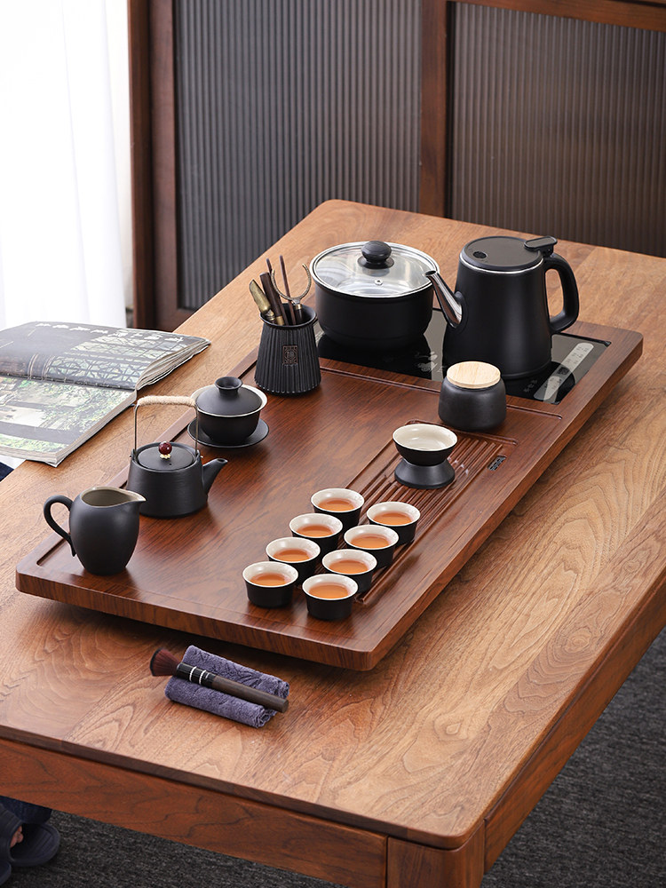 全自动茶盘家用水壶一体实木泡茶桌2025新款功夫茶具全套