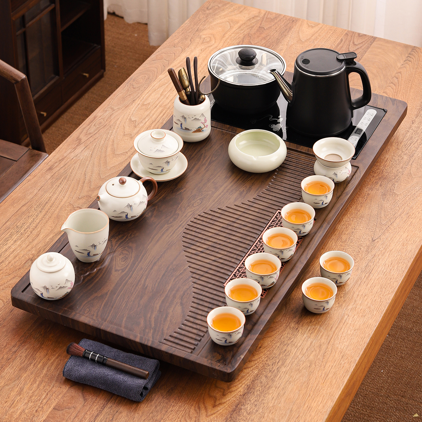 功夫茶具套装自动一体茶盘2025新款高档烧水壶茶杯家用茶台一整套
