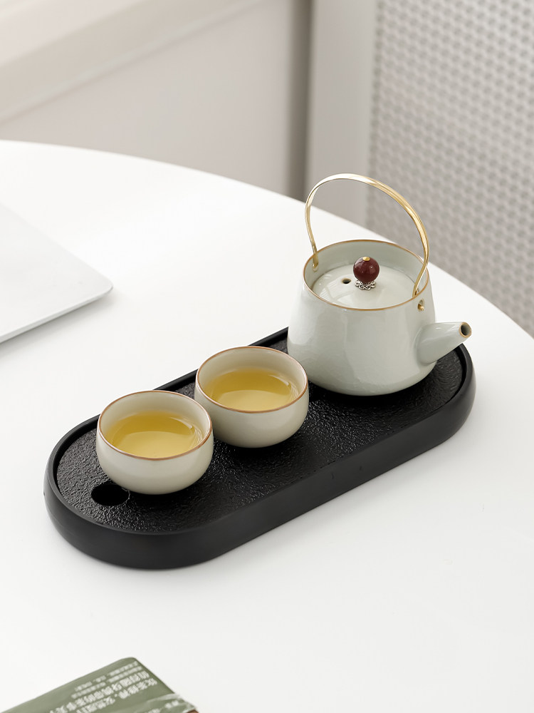 功夫茶具一壶两杯家用泡茶提梁壶茶壶办公室喝茶酒店一人简约套装