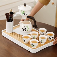 Gấu Trúc Bộ Trà Kung Fu Sứ Trắng Tự Động Từ Tính Làm Trà Hiện Vật Nhà Phòng Khách Bàn Trà khay Trà Trà ấm sứ trắng