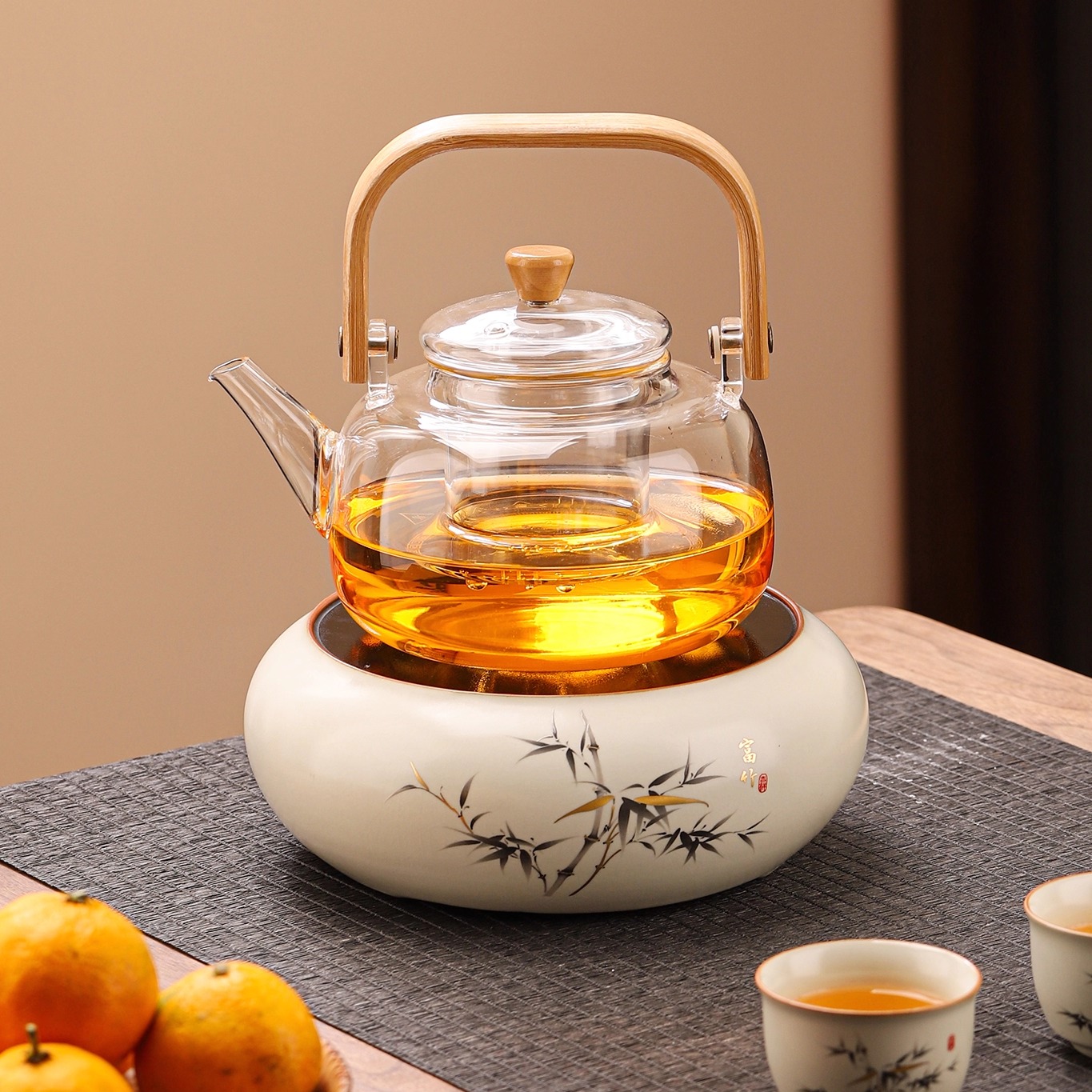 汝窑电陶炉2025新款围炉煮茶玻璃烧水壶家用煮茶器茶具礼盒装定制