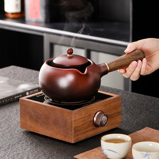 煮茶器日式 陶瓷茶壶电陶炉家用黑茶花茶壶侧把壶提梁壶茶具新款