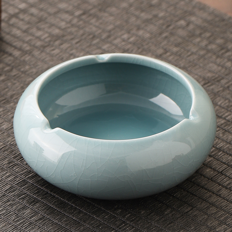 汝窑烟灰缸家用客厅办公室防飞灰烟灰缸陶瓷烟灰缸烟灰缸复古中式