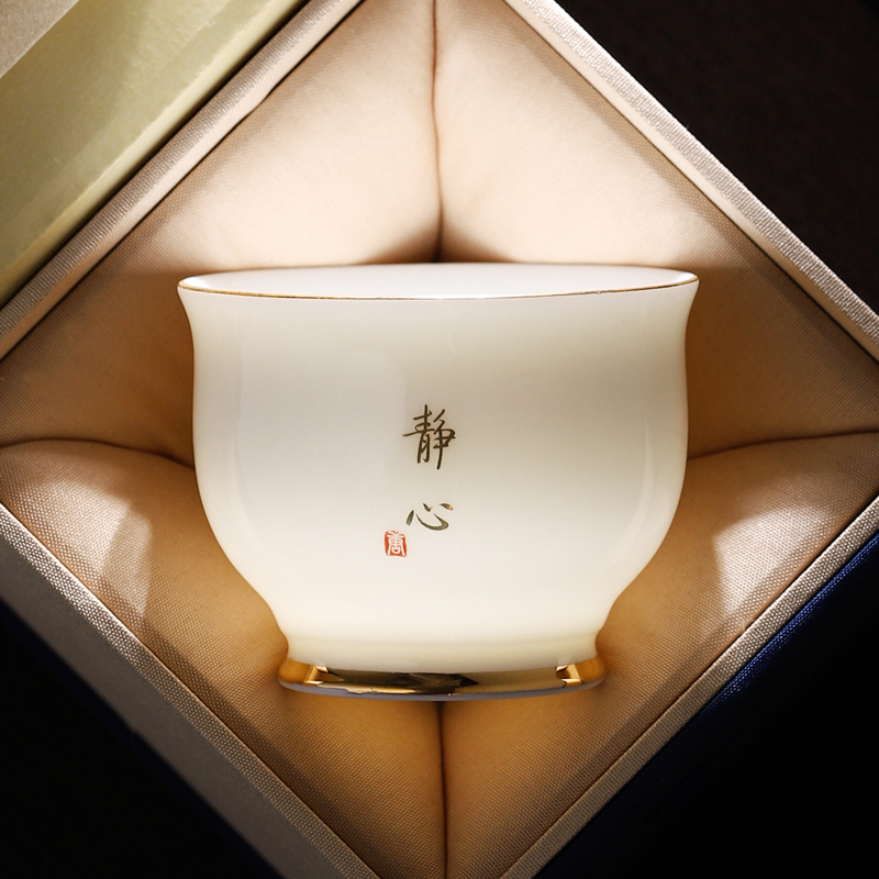 羊脂玉白瓷主人杯单杯品茗杯家用