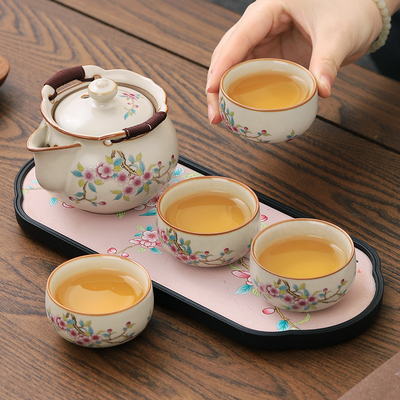 汝窑手抓壶一壶二杯功夫茶具