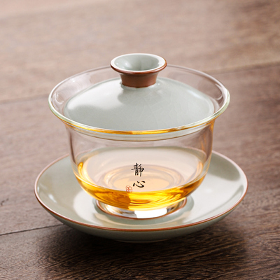 耐热玻璃盖碗泡茶杯茶碗高端功夫茶具敬茶碗家用2025新款高档茶杯