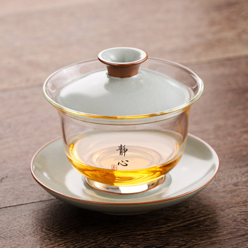 耐热玻璃盖碗泡茶杯茶碗高端功夫茶具敬茶碗家用2025新款高档茶杯
