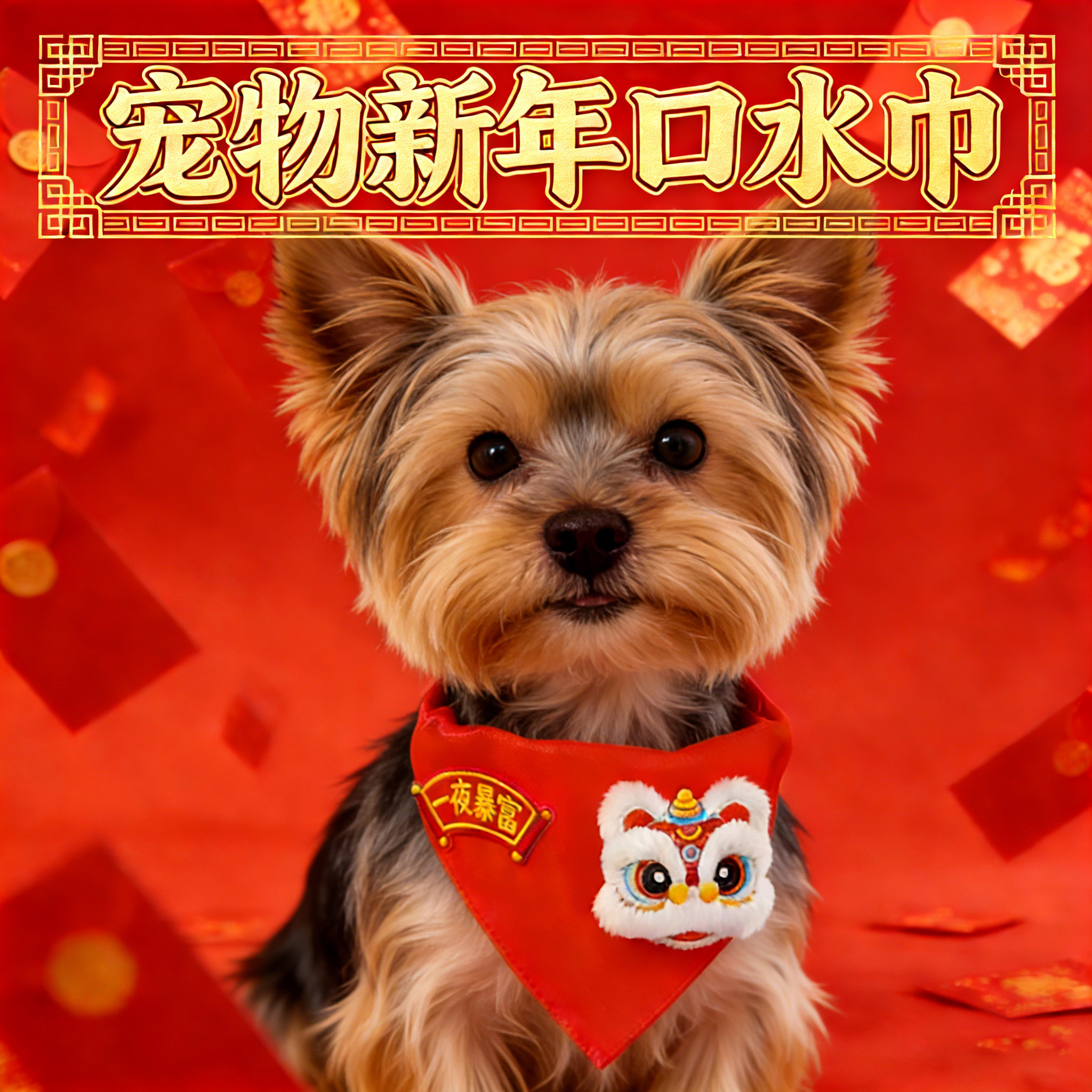 约克夏专用狗狗新年围脖口水巾围巾装扮宠物喜庆装饰春节马年小狗,宠物/宠物食品及用品,围巾/口水巾,淘宝优惠券,粉丝福利购,淘宝优惠卷