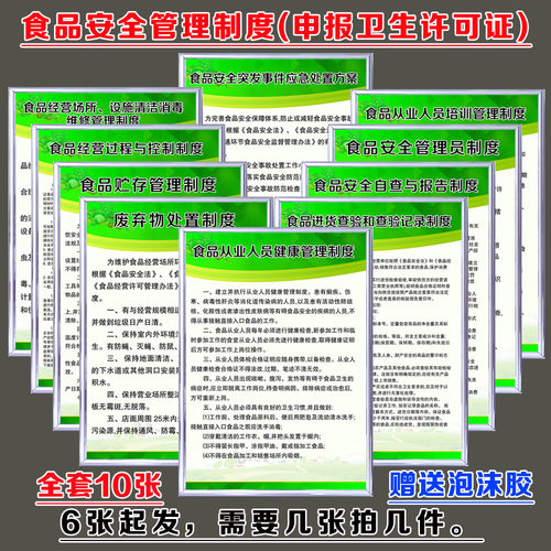 食品安全管理制度牌餐饮管理规章标语宣传海报从业人员健康培训