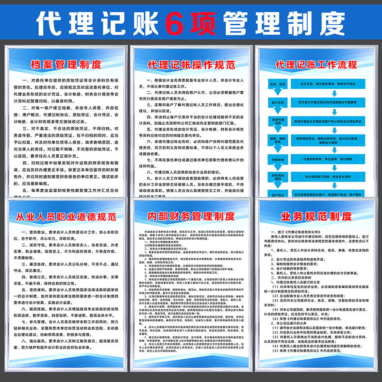 代理记账公司管理制度牌kt板定制图片