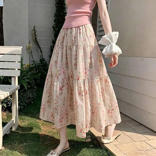 碎花半身裙女夏季新款小清新高腰显瘦a字裙法式小众蛋糕裙子牛仔