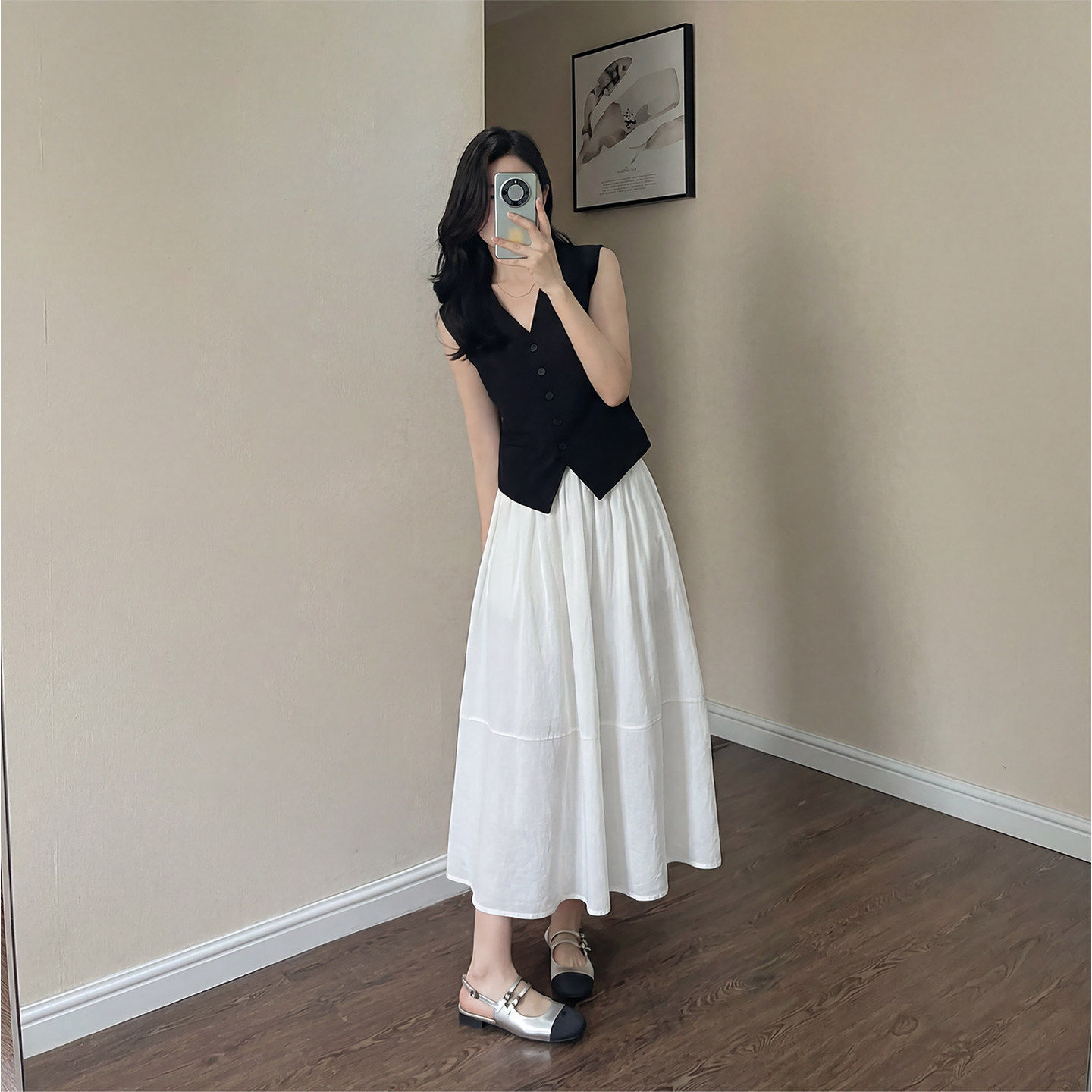 白色亚麻半身裙女夏季2026新款高腰大码a字长裙中长款棉麻南瓜裙