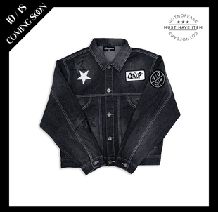 罗志祥 Gotnofears 正品 街头风格宽版短袖上衣牛仔外套 男女同款