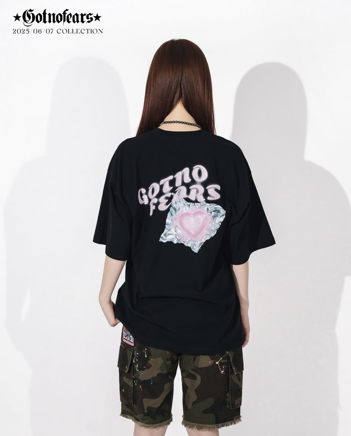 罗志祥GOTNOFEARS正品爱心棒棒糖宽版短袖上衣黑色男女同款