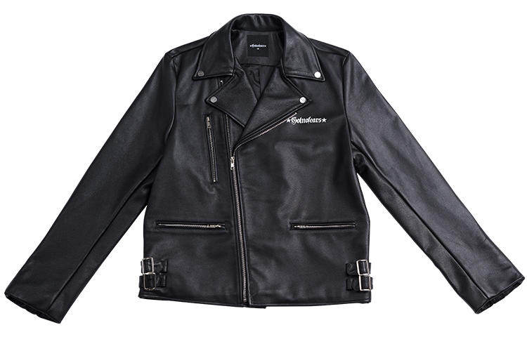 罗志祥gotnofears 正品 牛皮革夹克背后五角星 真皮外套皮衣 男女