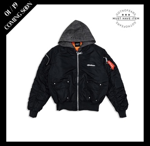 罗志祥 GOTNOFEARS 正品 假两件式飞行外套 男女同款 秋冬