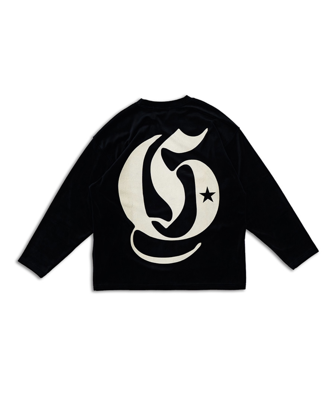 罗志祥 GOTNOFEARS 正品 天鹅绒长袖t恤2024新款宽松 男女同款 黑