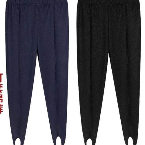 老式条纹打底裤女外穿踩脚裤中年女士健美裤宽松大码体型裤舞蹈裤