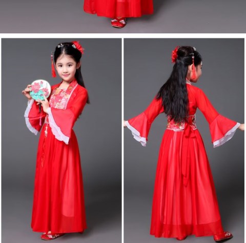 女童汉服拖尾贵妃儿童古装宫廷公主秋冬季古代小孩