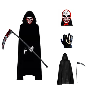Halloween Party Adult Reaper Black Cloak Set万圣节披风服装
