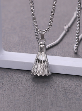 Badminton Necklace羽毛球项链运动款吊坠羽毛球拍项链毛衣链