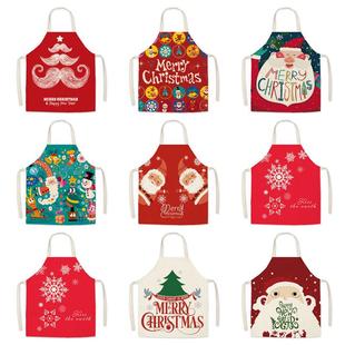 Claus圣诞红色围裙圣诞老人防污无袖 Christmas Santa apron red