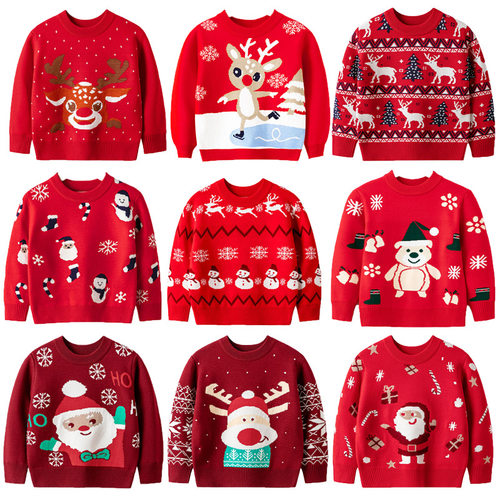 Children's clothing Christmas cartoon round neck sweater毛衣