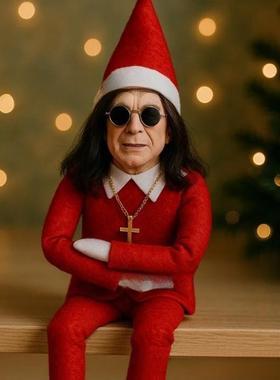 ChristmasGreen Haired Long Leg Elf Doll圣诞绿毛精灵玩偶摆件