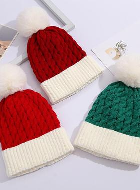 Christmas hat, warm Christmas decoration, knitted gift hat