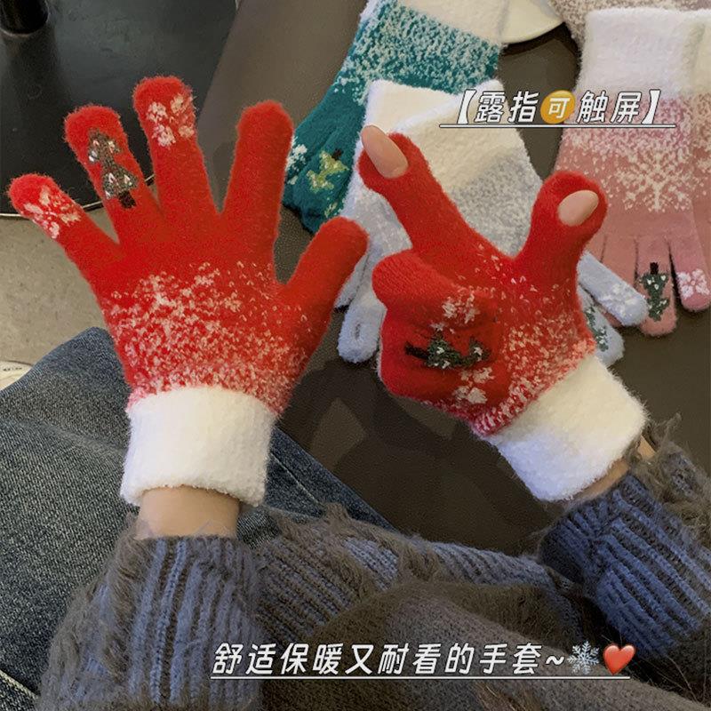 Christmas gloves women to keep warm while cycling圣诞手套
