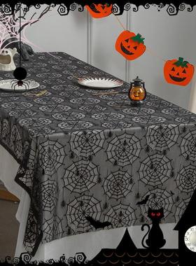 Halloween lace black Halloween tablecloth万圣节蕾丝黑色桌布