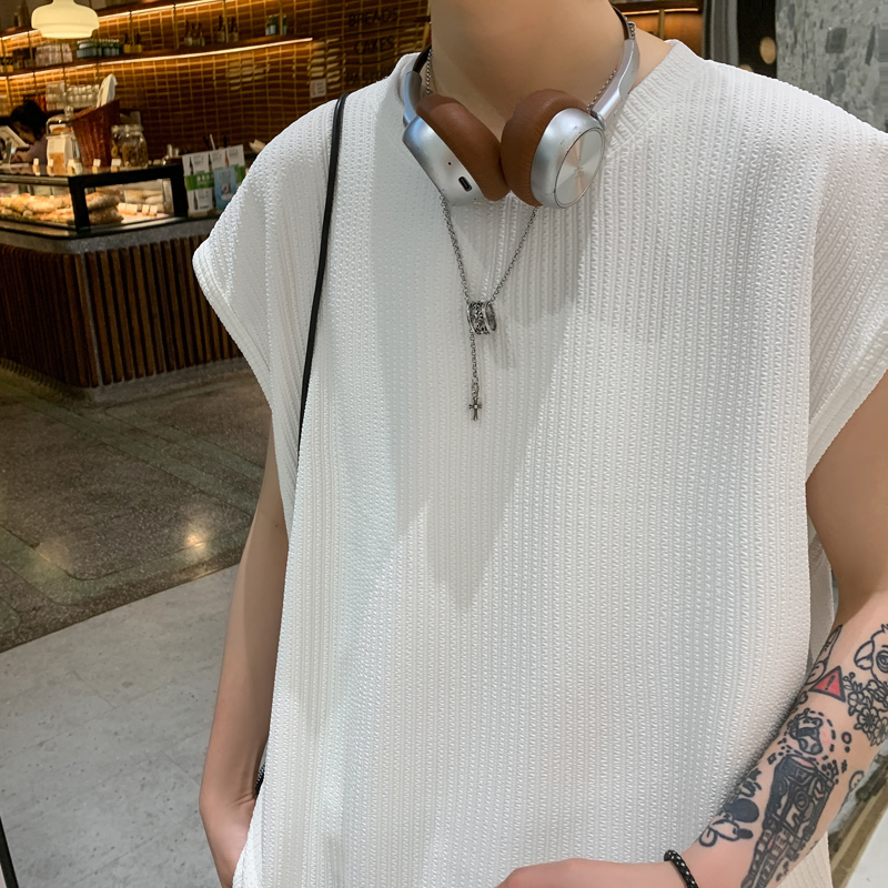 psobrond店oaoo蒙马特青港潮先生量大港风潮肌理感t恤无袖背心男