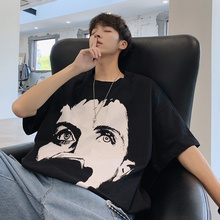 psobrond店oaoo蒙马特青港潮先生印花嘻哈短袖ins男生五分袖T恤夏