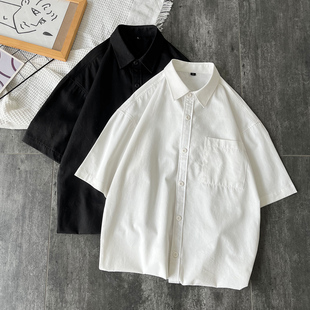 psobrond店oaoo蒙马特青港潮先生纯棉夏季新款男女装短袖衬衫纯色