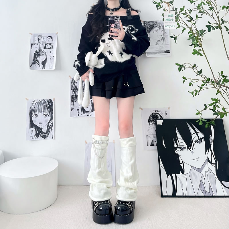 阔腿袜Y2K亚文化日系辣妹毛线堆堆喇叭亚比袜套女秋冬保暖小腿套