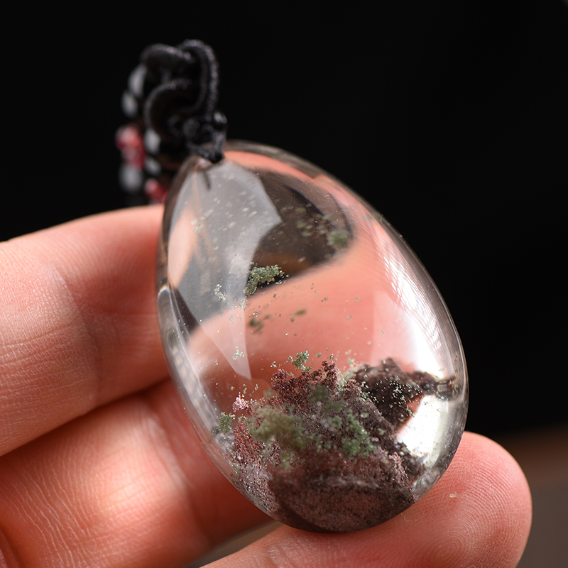 天然绿幽灵水晶吊坠水滴形绿水晶男女饰品挂坠挂件项链礼物