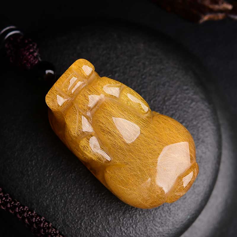 金发晶钛晶铜钱貔貅吊坠皮丘挂件本命年饰品水晶转运项链玉坠顺发