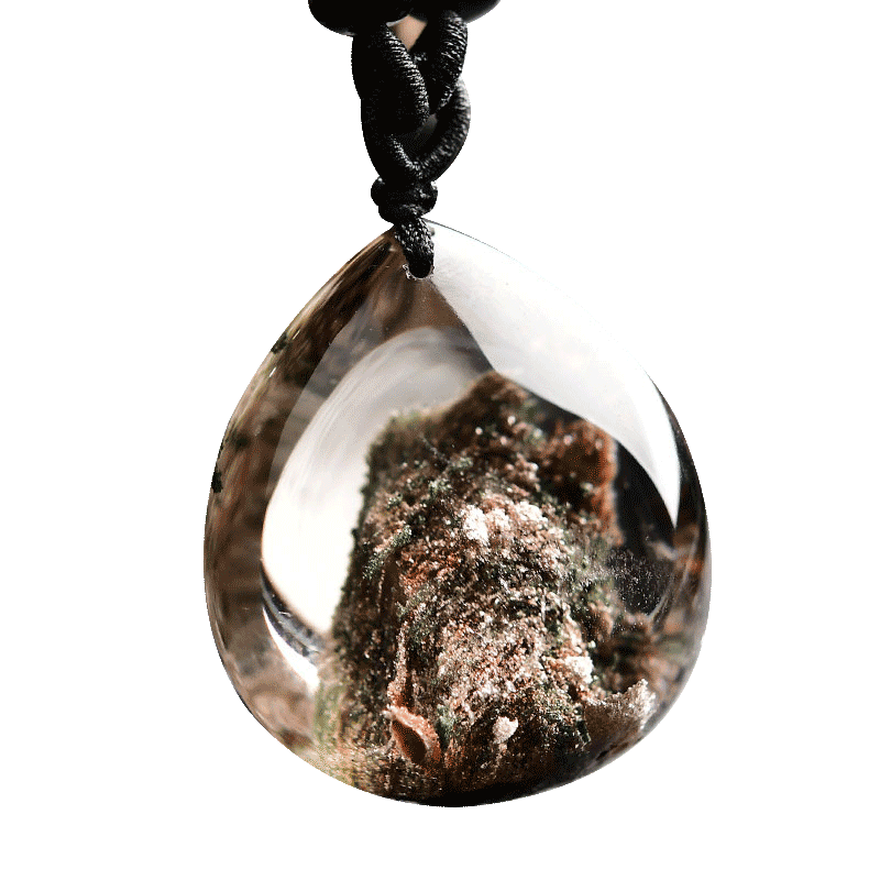 天然绿幽灵滴水吊坠千层山