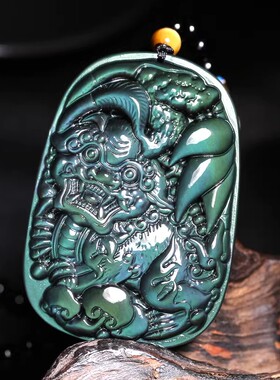 彩虹眼黑曜石貔貅吊坠男款霸气男士皮丘项链无事牌饰品节日礼物