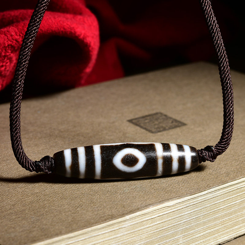 藏传三眼天珠西藏真品至纯老料三眼天珠玛瑙锁骨链男女老天珠吊坠