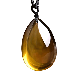 天然深橙黄水晶滴水吊坠项链黄水晶随意形原石女饰品高档礼物