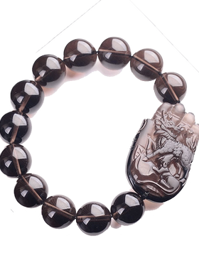 黑曜石属蛇本命佛普萨手链