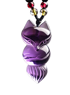 天然紫水晶爱情狐狸吊坠